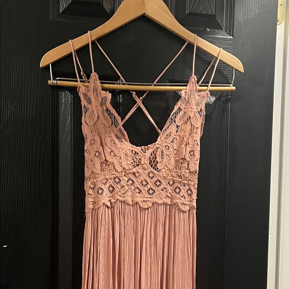 Free People Lace Backless Dress in Blush